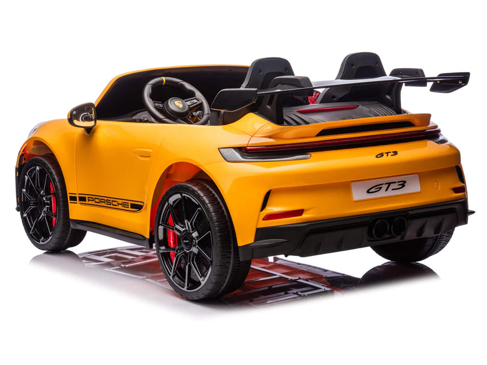 Carro Eléctrico Infantil Porsche 911 GT3 24V de 2 Plazas Amarilo – Edición Premium, LTD y PRO  Precio de oferta