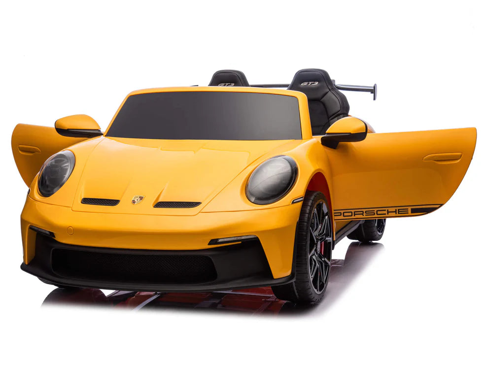 Carro Eléctrico Infantil Porsche 911 GT3 24V de 2 Plazas Amarilo – Edición Premium, LTD y PRO  Precio de oferta