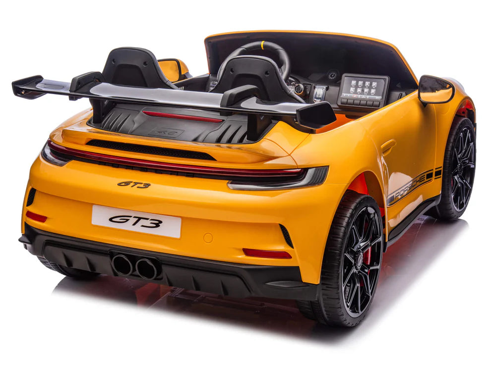 Carro Eléctrico Infantil Porsche 911 GT3 24V de 2 Plazas Amarilo – Edición Premium, LTD y PRO  Precio de oferta