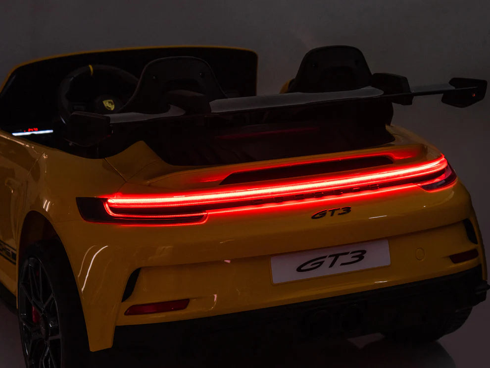 Carro Eléctrico Infantil Porsche 911 GT3 24V de 2 Plazas Amarilo – Edición Premium, LTD y PRO  Precio de oferta