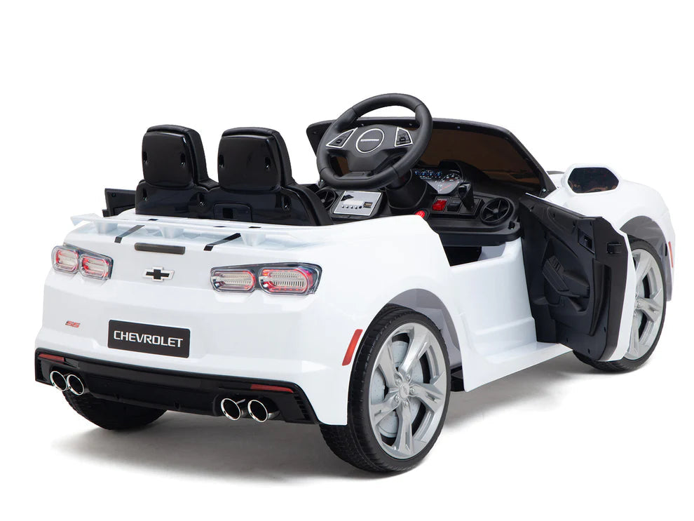 Carro Eléctrico Infantil Chevrolet Camaro 2SS 12V con Control Remoto Blanco – Edición Estándar y Premium  Precio de oferta