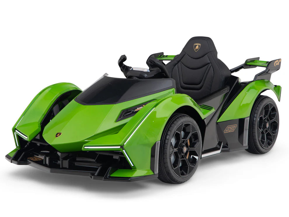 Carro Eléctrico Infantil Lamborghini V12 Vision GT 12V con Control Remoto Verde – Edición Estándar y Premiu