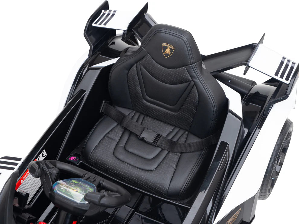 Carro Eléctrico Infantil Lamborghini V12 Vision GT 12V con Control Remoto Blanco – Edición Estándar y Premium