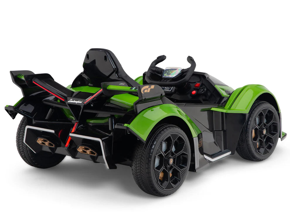 Carro Eléctrico Infantil Lamborghini V12 Vision GT 12V con Control Remoto Verde – Edición Estándar y Premiu