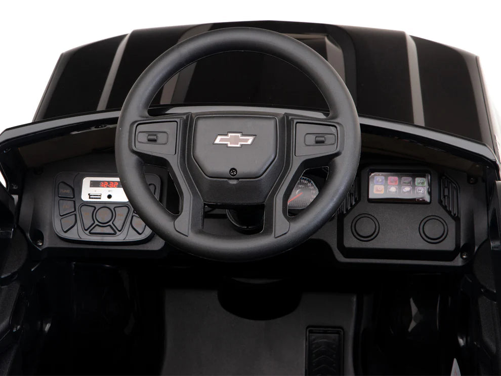 Camioneta Eléctrica Infantil Chevrolet Silverado Trail Boss 12V con Control Remoto Negro – Edición Estándar y Premium  (1) Precio de oferta